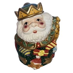 Ceramic Cookie Jar By Gibson Housewares Festive King Santa with Presents & Toys